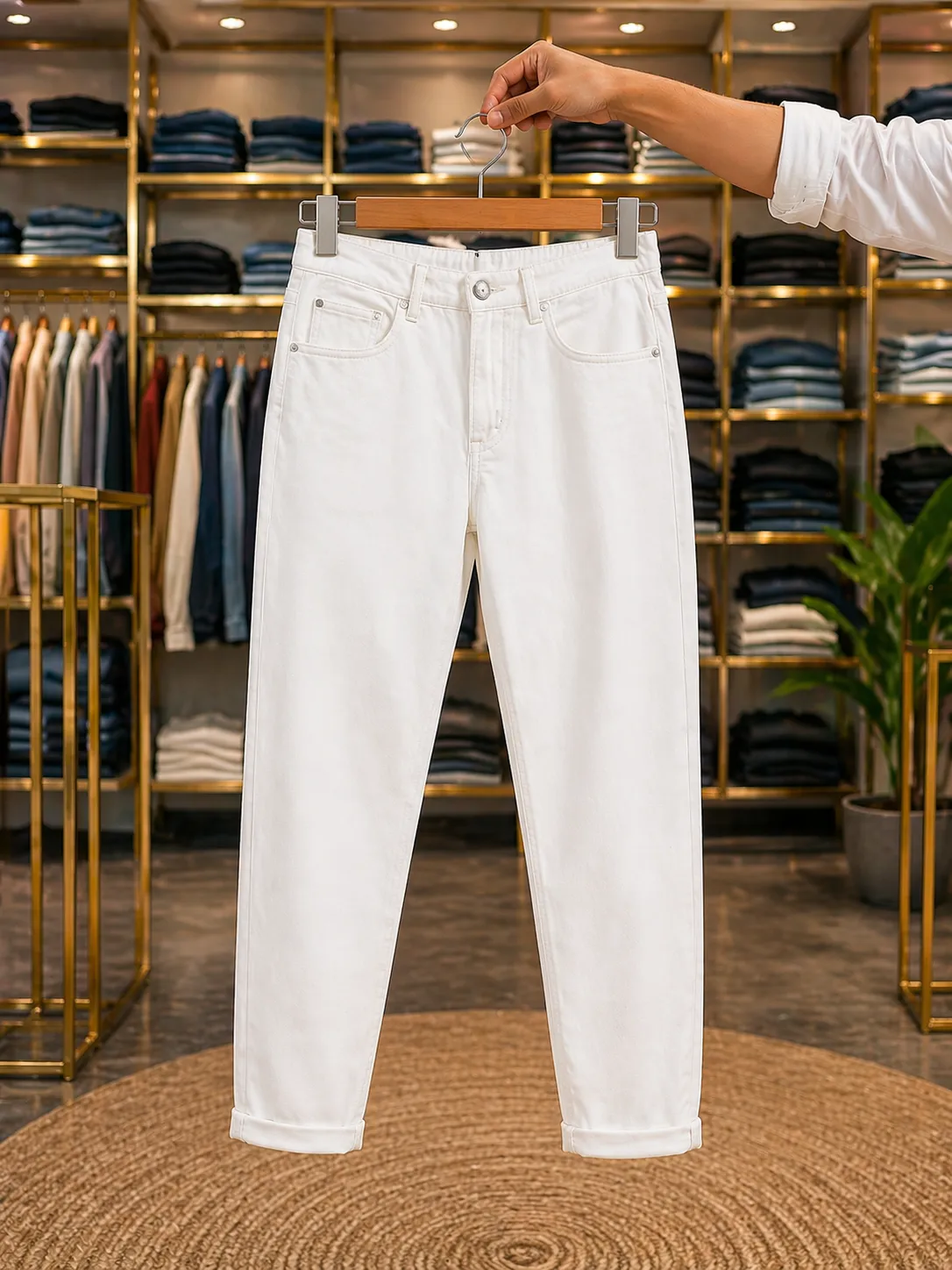 Men's Off-White Casual Denim Trousers